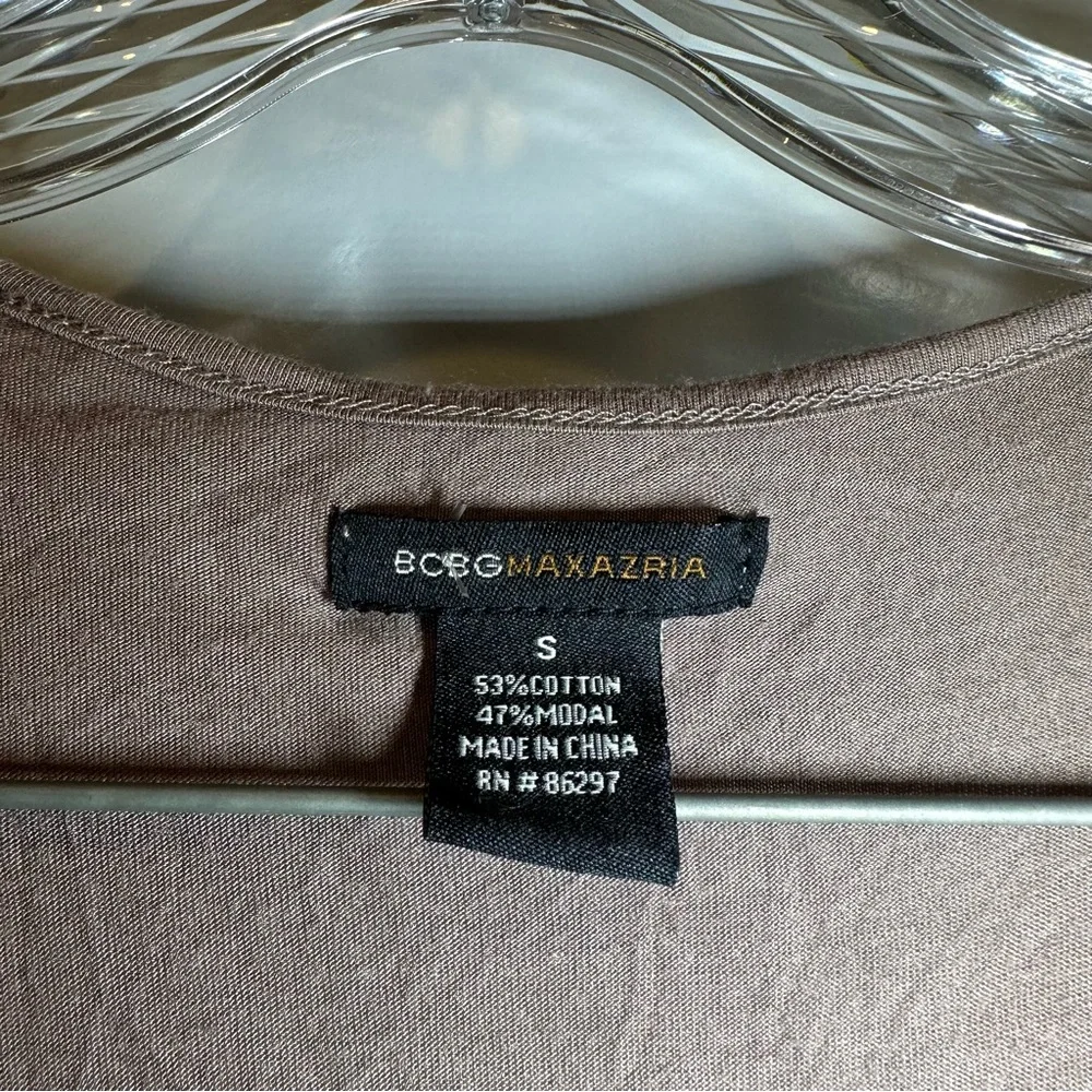 NWT BCBGMAXAZRIA Brown Embroidered Accent V Neck Dress S - Picture 2 of 10